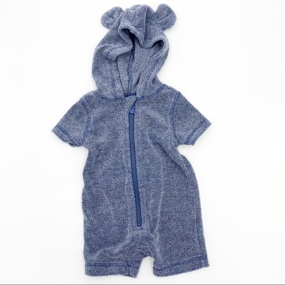 Old Navy Terry Cloth Bear Ear Hooded One Piece Romper - Picture 1 of 4